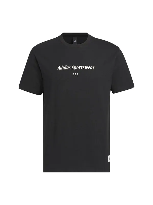 Футболка adidas Sportswear Lounge Graphic T-shirt 'Black' — изображение 1 из 4, черный/белый