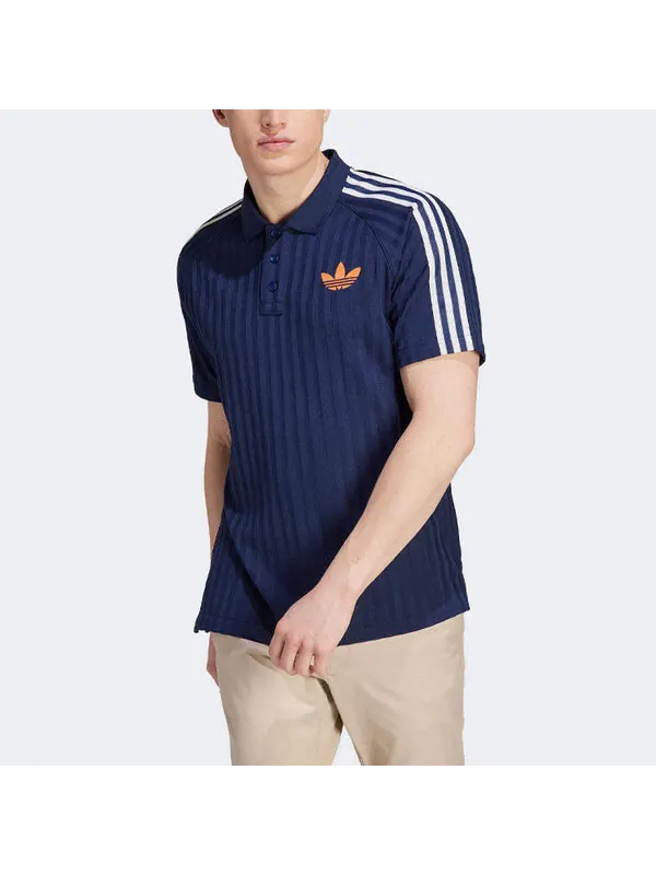 Рубашка-Поло оригинальные adicolor винтажная рубашка-поло 70-х годов Adidas — изображение 2 из 4, индиго