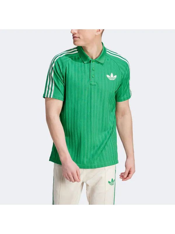 Рубашка-Поло оригинальные adicolor винтажная рубашка-поло 70-х годов Adidas — изображение 2 из 4, зеленый/белый