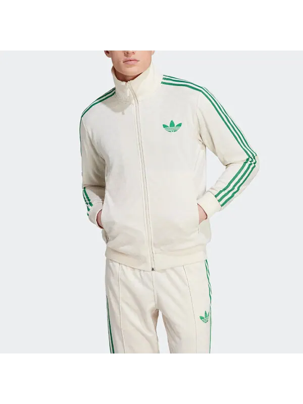 Куртка adidas originals Adicolor 70s Monogram Track Top 'White Green' — изображение 2 из 4, белый/зеленый