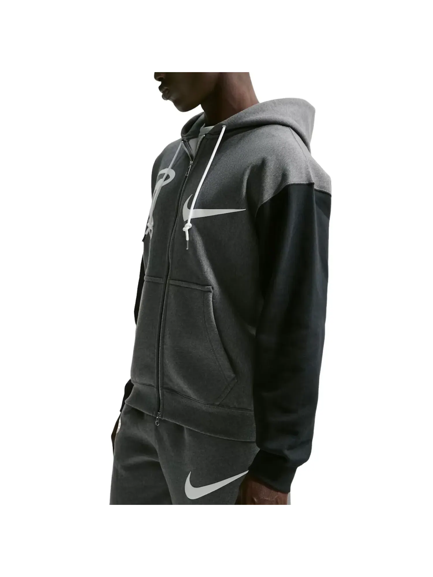 Худи Nike Solo Swoosh x Syna Fleece Full-Zip Hoodie 'Grey' — изображение 2 из 3, серый