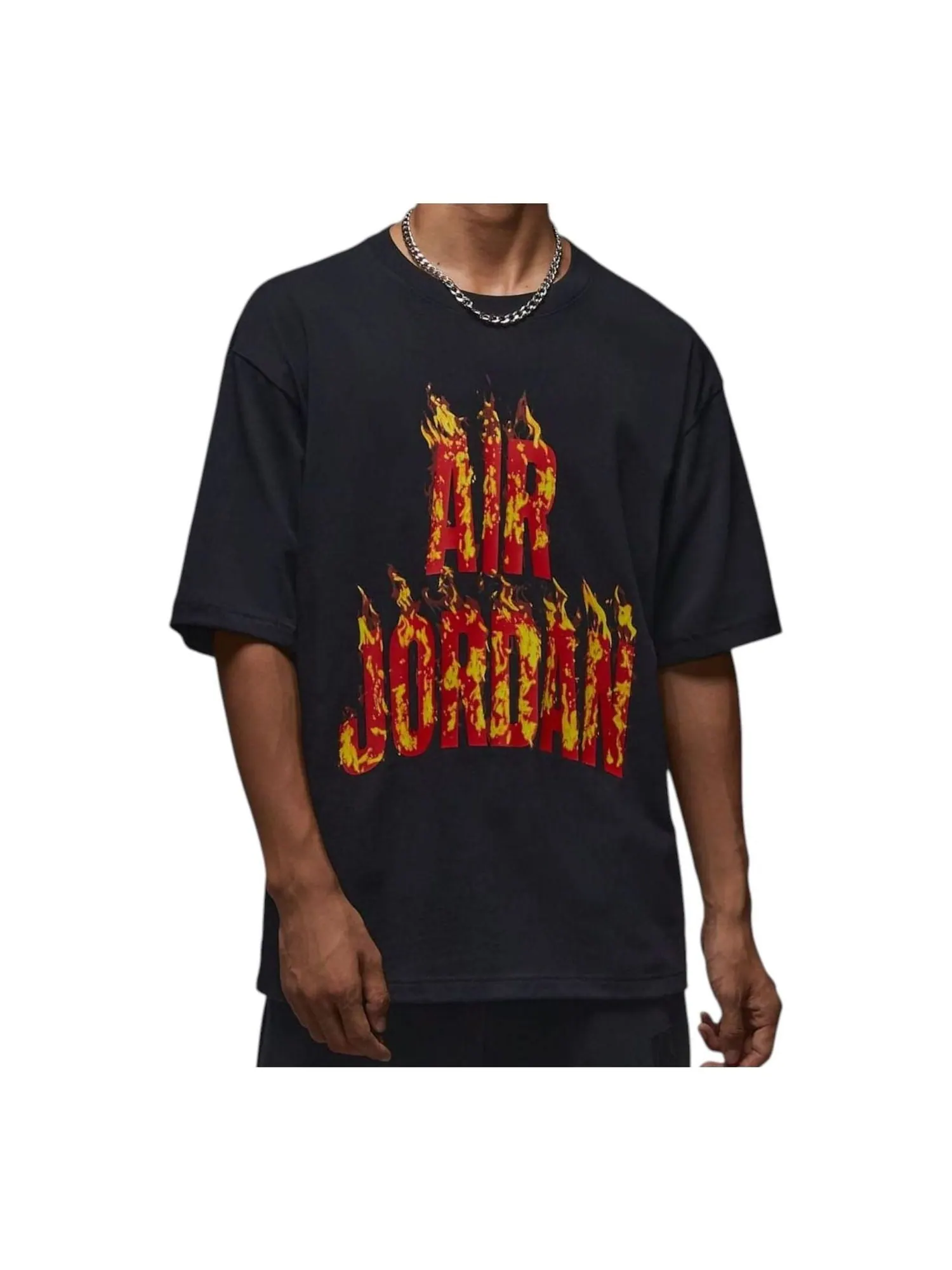 Футболка Air Jordan Flames T-Shirt 'Black' — изображение 1 из 2, черный
