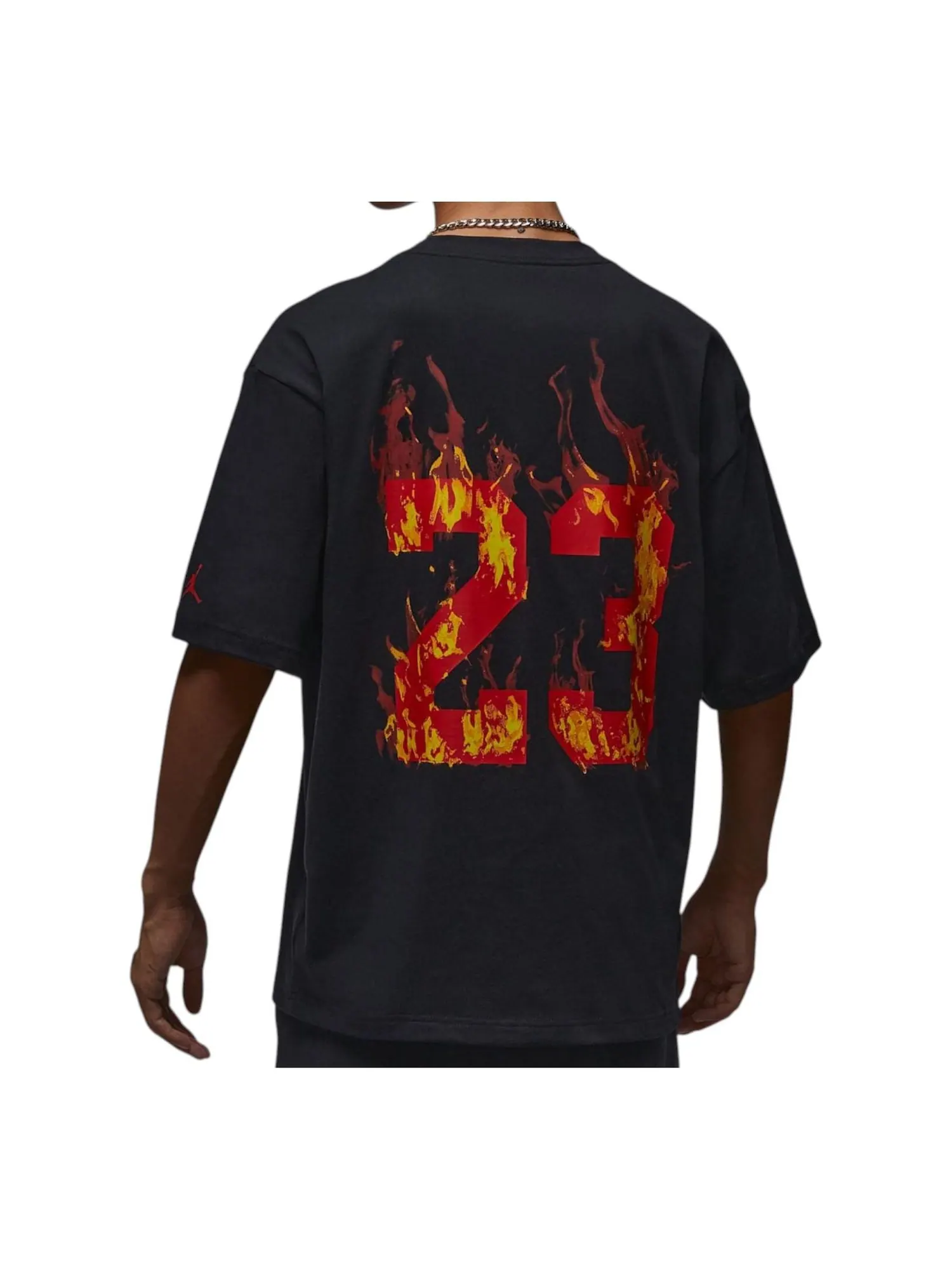 Футболка Air Jordan Flames T-Shirt 'Black' — изображение 2 из 2, черный