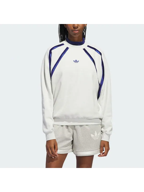 Свитера оригиналы с круглым вырезом азиатские размеры Adidas — изображение 4 из 4, белый/фиолетовый