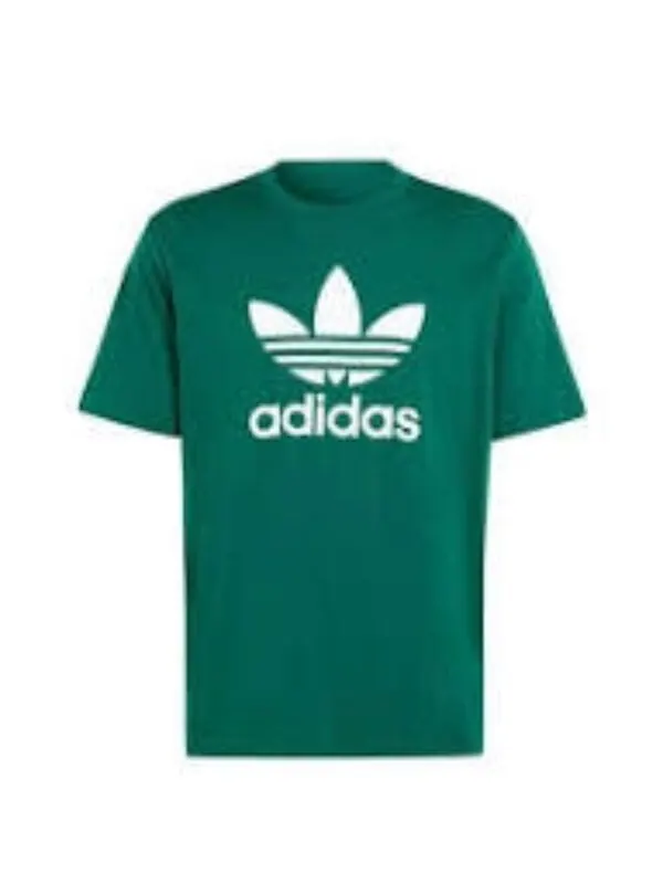 Футболка adicolor trefoil футболка азиатские размеры Adidas — изображение 1 из 3, зеленый/белый