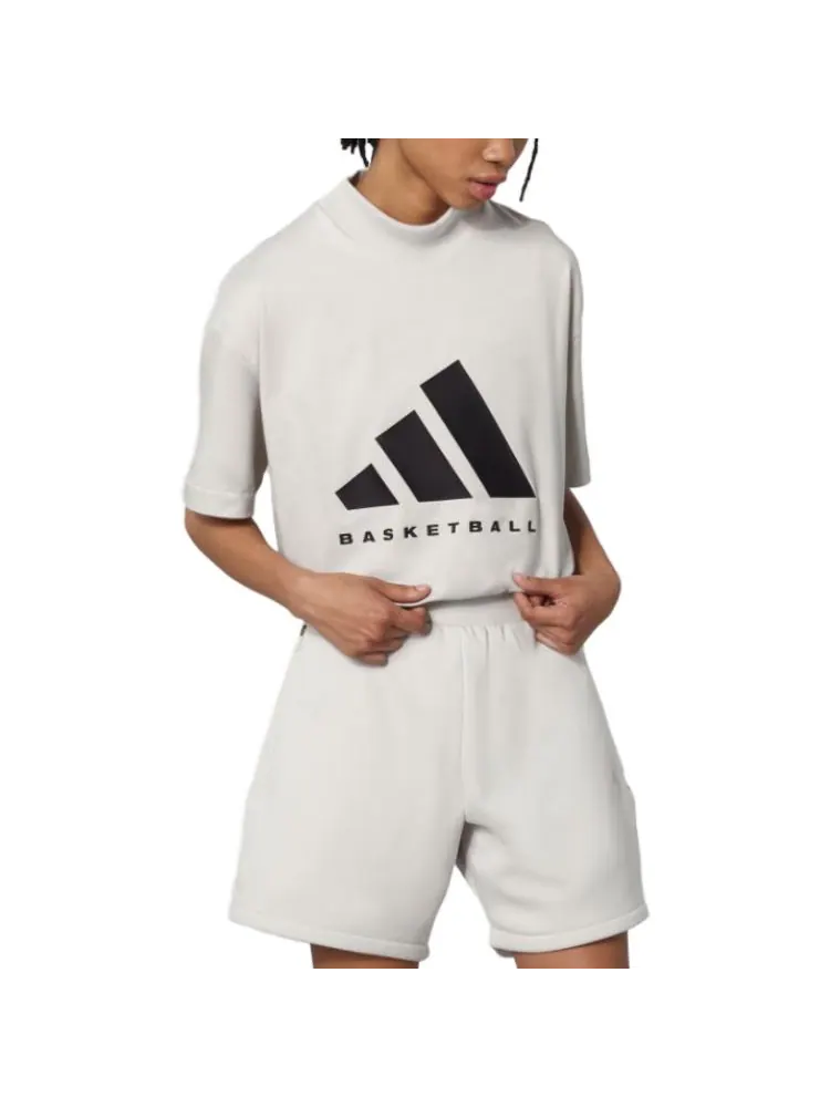Футболка adidas Basketball Logo Tee 'White' — изображение 4 из 5, белый