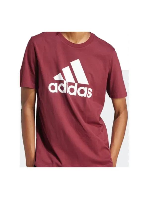 Футболка essentials single jersey big logo t-shirt 'burgundy' Adidas — изображение 2 из 3, бордовый