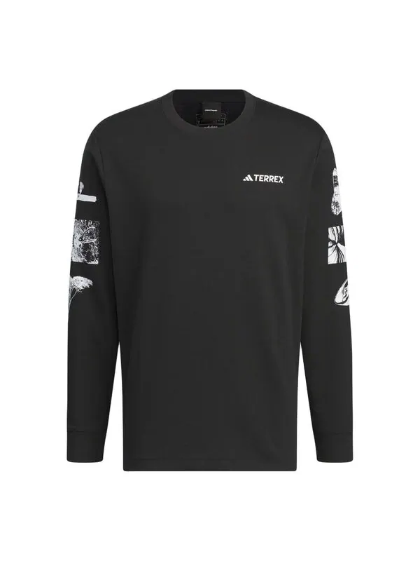 Футболка national geographic aeroready graphic длинный рукав футболка азиатские размеры Adidas — изображение 1 из 4, черный