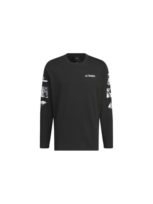 Футболка national geographic aeroready graphic длинный рукав футболка азиатские размеры Adidas — изображение 2 из 4, черный