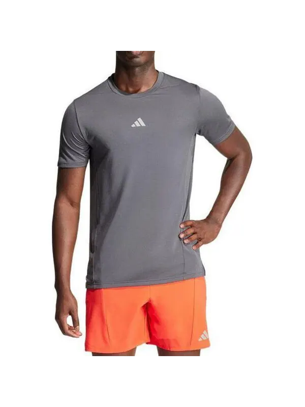 Футболка heat.rdy logo training t shirt asia sizing Adidas — изображение 2 из 3, серый/белый