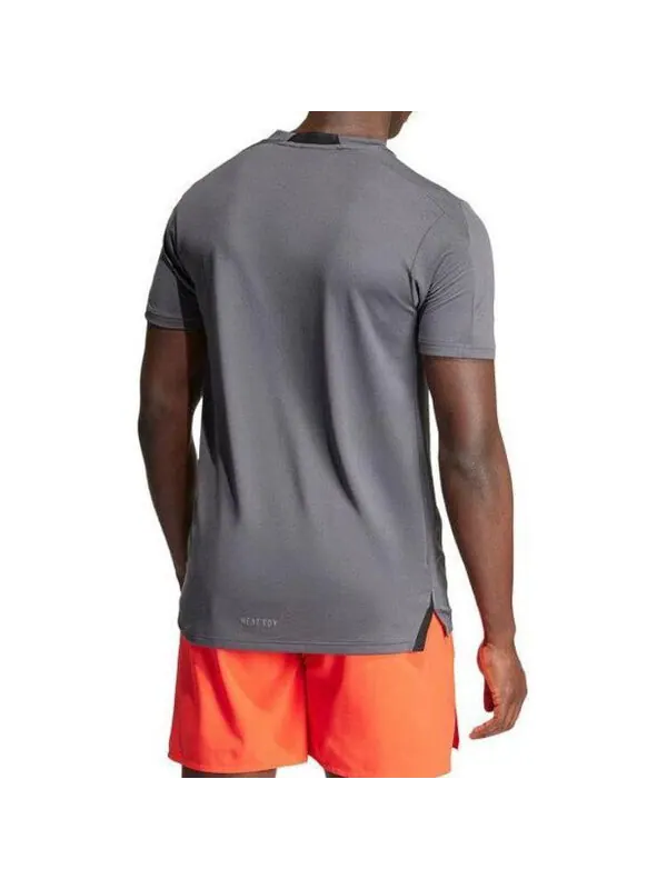 Футболка heat.rdy logo training t shirt asia sizing Adidas — изображение 3 из 3, серый/белый