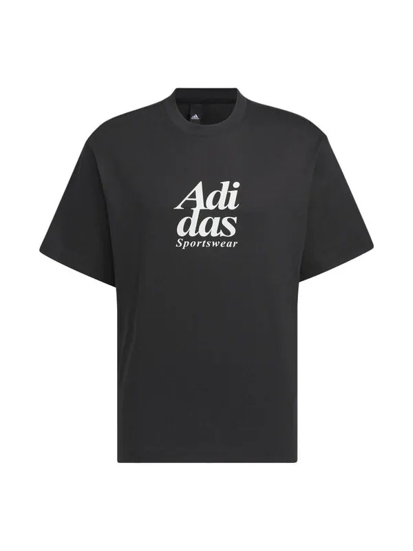 Футболка с графическим принтом футболка азиатские размеры Adidas — изображение 1 из 4, черный/белый