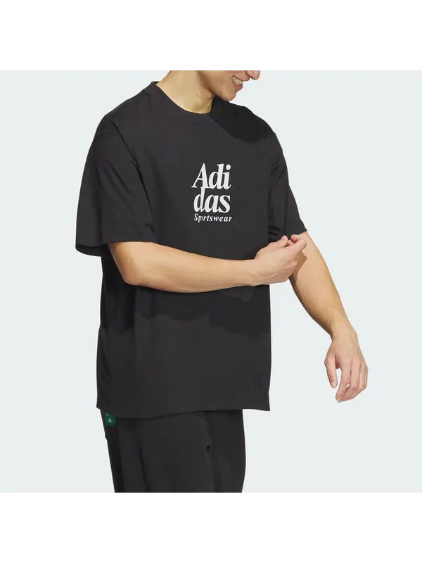 Футболка с графическим принтом футболка азиатские размеры Adidas — изображение 4 из 4, черный/белый