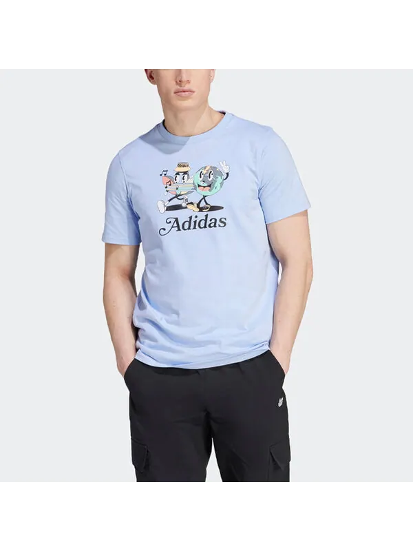 Футболка adidas originals Enjoy Summer Graphic Tee 'Blue Dawn' — изображение 2 из 4, синий