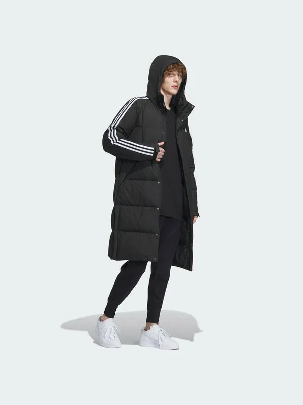 Куртка 3 полоски длинные пуховики Adidas — изображение 4 из 4, черный