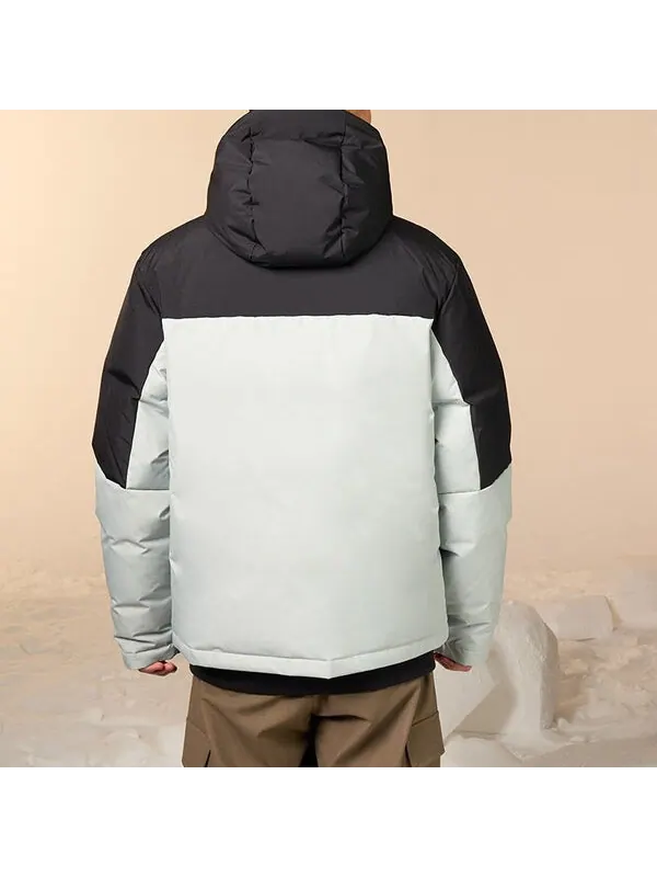 Куртка пуховик с капюшоном в стиле колор-блок Adidas — изображение 3 из 4, черный/белый