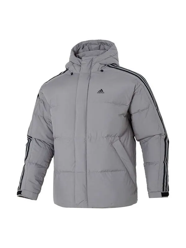 Куртка 3 полосатый пуховик Adidas — изображение 1 из 4, серый/черный