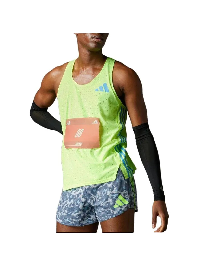 Топ adidas Adizero Road to Records Singlet Asia Sizing 'Lucid Lemon' — изображение 2 из 5, зеленый