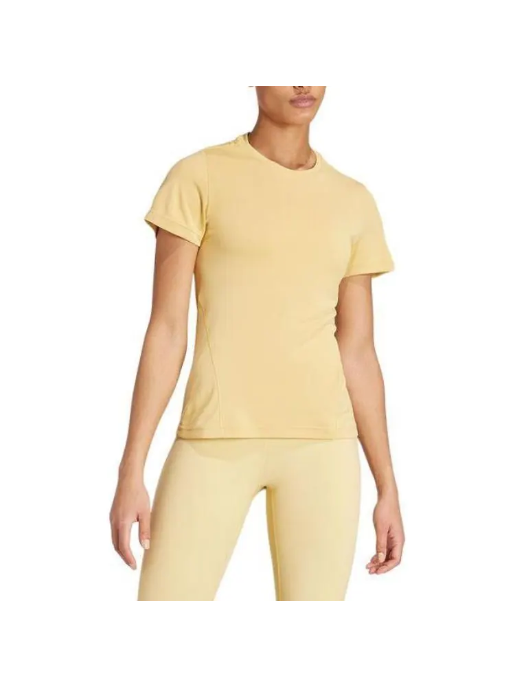 Футболка (WMNS) adidas Designed for Training HEAT.RDY HIIT Tee Asia Sizing 'Oat' — изображение 2 из 3, желтый