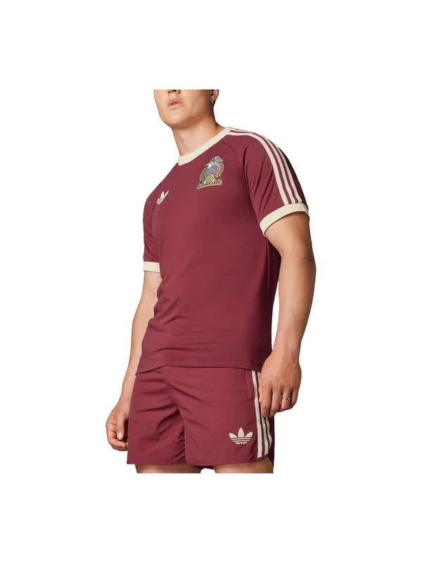 Футболка mexico adicolor 3-stripes football t-shirt 'burgundy' Adidas — изображение 1 из 2, бордовый