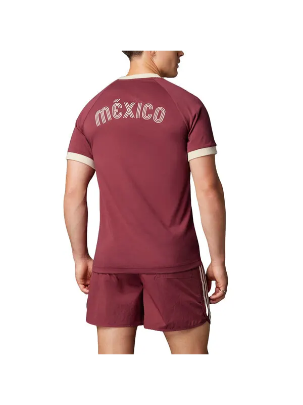 Футболка mexico adicolor 3-stripes football t-shirt 'burgundy' Adidas — изображение 2 из 2, бордовый