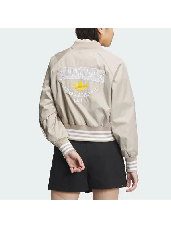Куртка оригинальные студенческие бомберы Adidas — изображение 3 из 4, бежевый