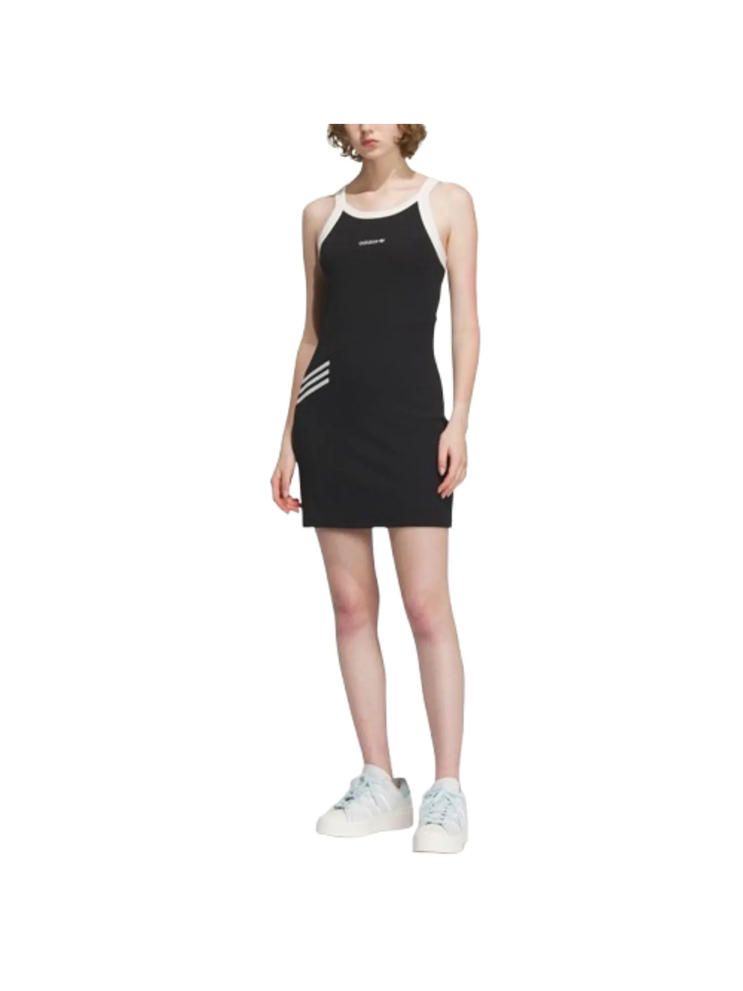 (WMNS) Эксклюзивное платье Adidas Originals 'Черно-белое' — изображение 2 из 3, черный/белый