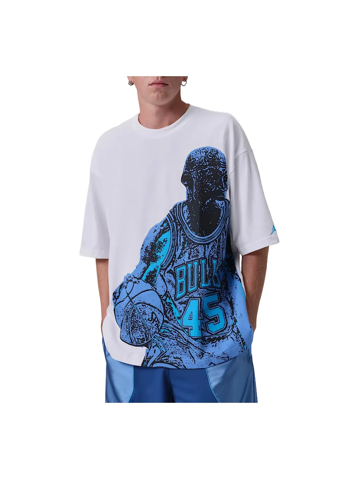 Мужская футболка с фирменным принтом Jordan Sport Dri-FIT Graphic T-Shirt White Blue Beyond IV4900-100 — изображение 1 из 2