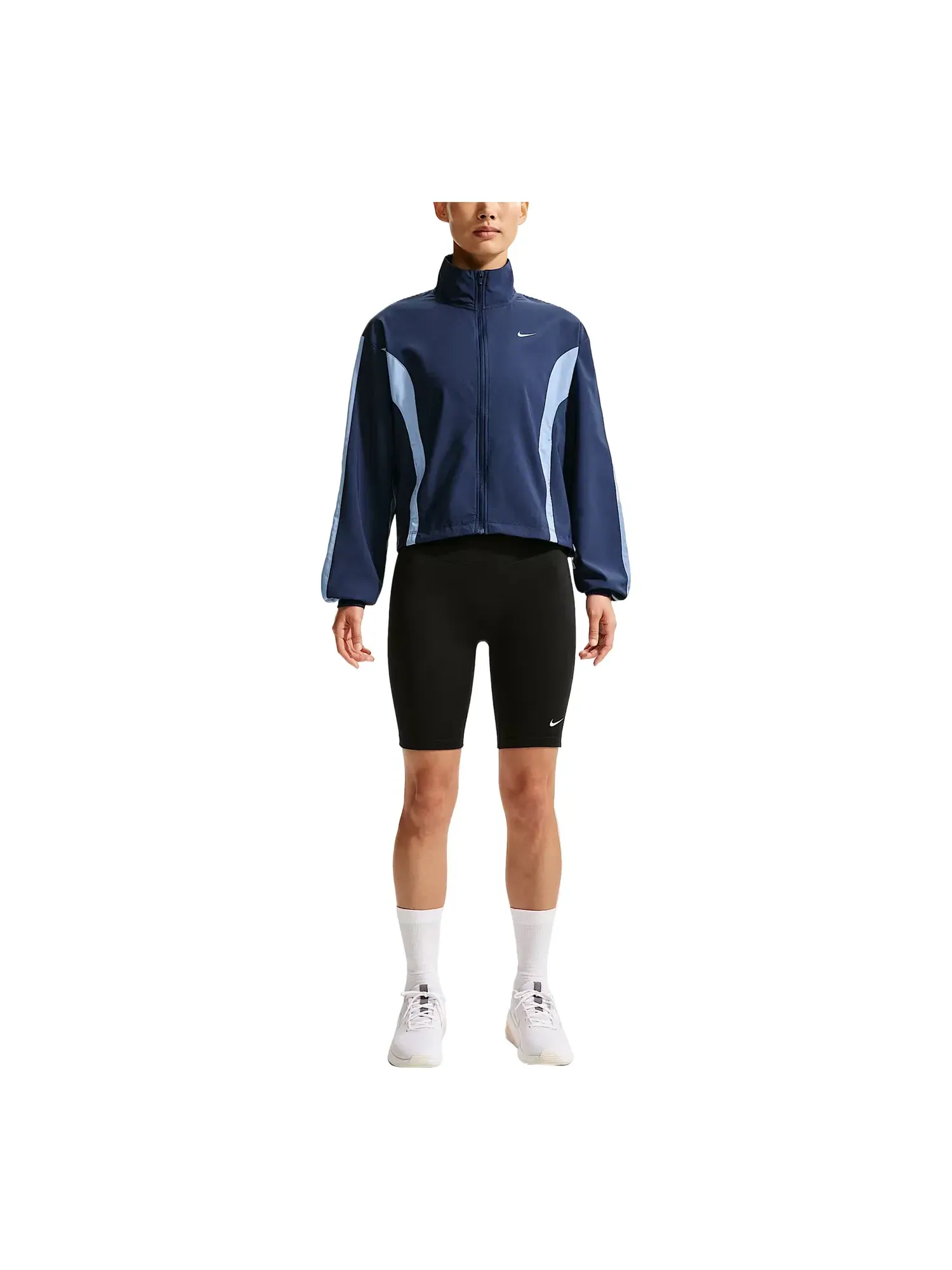Женская куртка Nike One Woven Midnight Navy Aluminum White — изображение 1 из 2, темно-синий