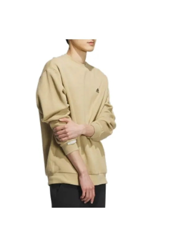 Свитер logo crew sweatshirt 'tan' Adidas — изображение 2 из 3, бежевый