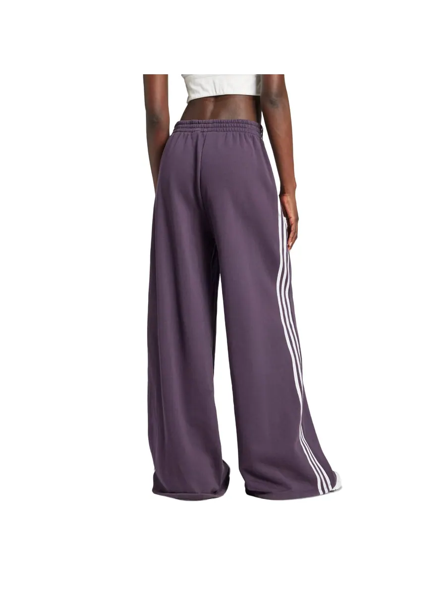 Спортивные брюки (WMNS) adidas 3-Stripes Loose French Terry Wide Leg Pants 'Aurora Black' — изображение 2 из 2, фиолетовый