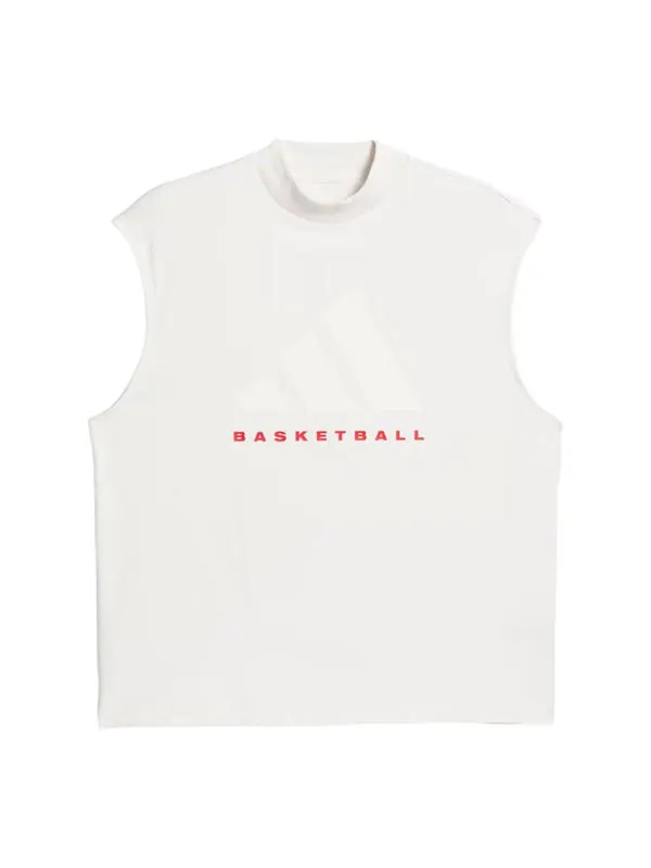 Футболка basketball sleeveless t-shirt 'white red' Adidas — изображение 1 из 2, белый