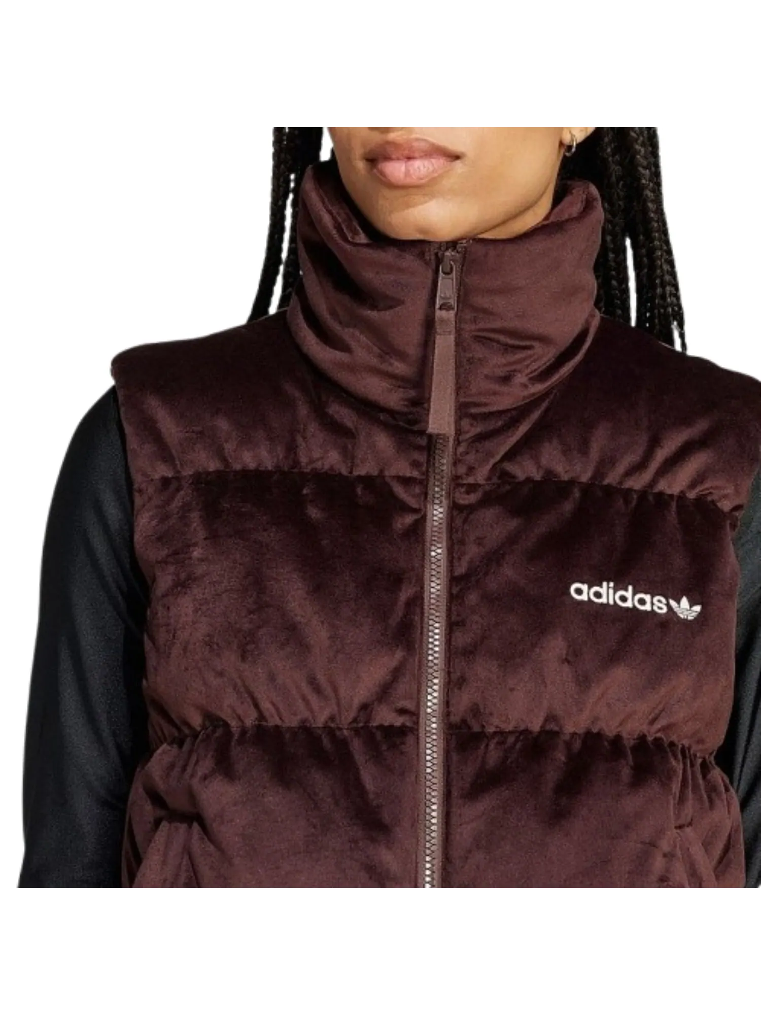 (WMNS) Бархатный жилет Adidas 'Brown' — изображение 2 из 2, коричневый