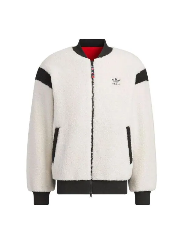 Куртка оригиналы x feifei ruan двусторонние Куртка из шерпы азиатские размеры Adidas — изображение 1 из 4, белый/красный