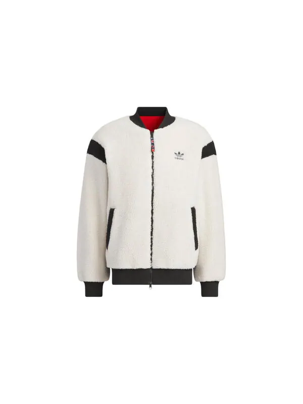 Куртка оригиналы x feifei ruan двусторонние Куртка из шерпы азиатские размеры Adidas — изображение 2 из 4, белый/красный