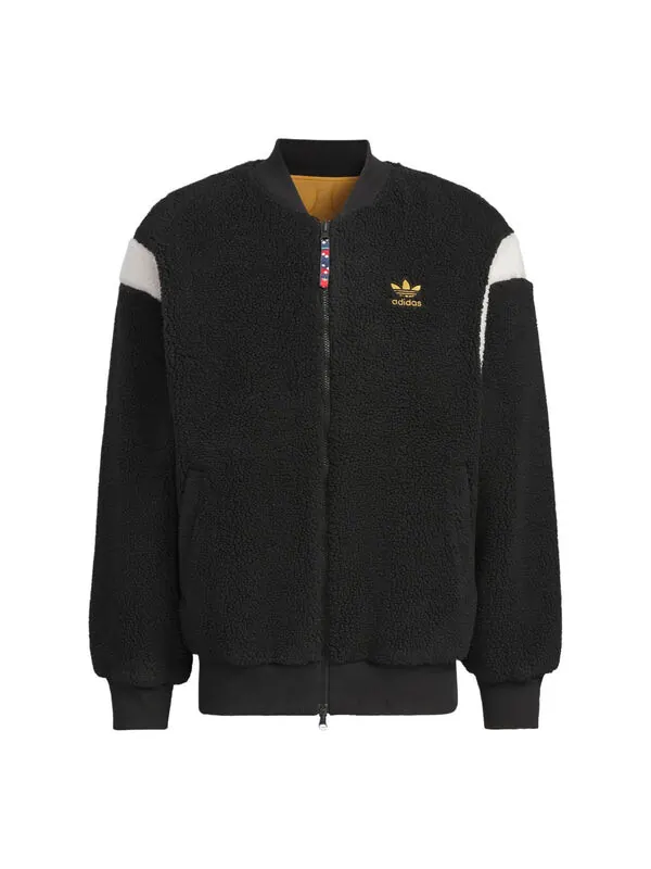 Куртка originals x feifei ruan двусторонний шерпа бомбер азиатские размеры Adidas — изображение 1 из 4, черный/желтый