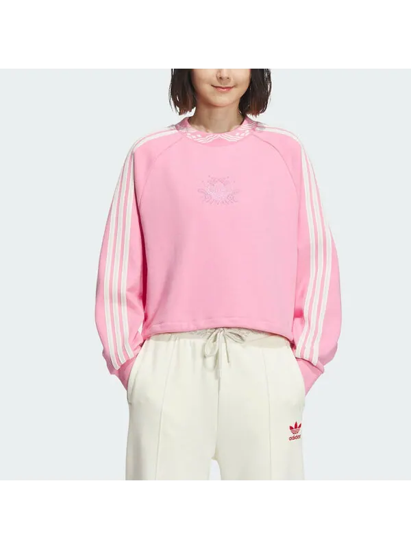 Свитера оригиналы круглый вырез толстовка азиатские размеры Adidas — изображение 3 из 4, розовый