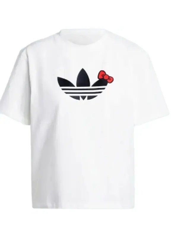 Футболка с трилистником hello kitty Adidas — изображение 1 из 3, белый/черный