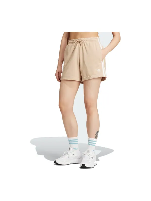 Шорты adicolor 3 полоски французские махровые шорты Adidas — изображение 2 из 3, бежевый/белый