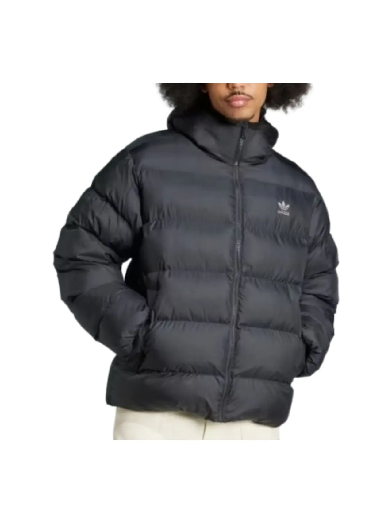 Пуховая куртка Adidas Tonal Hooded Puffer Jacket 'Black' — изображение 2 из 3, черный