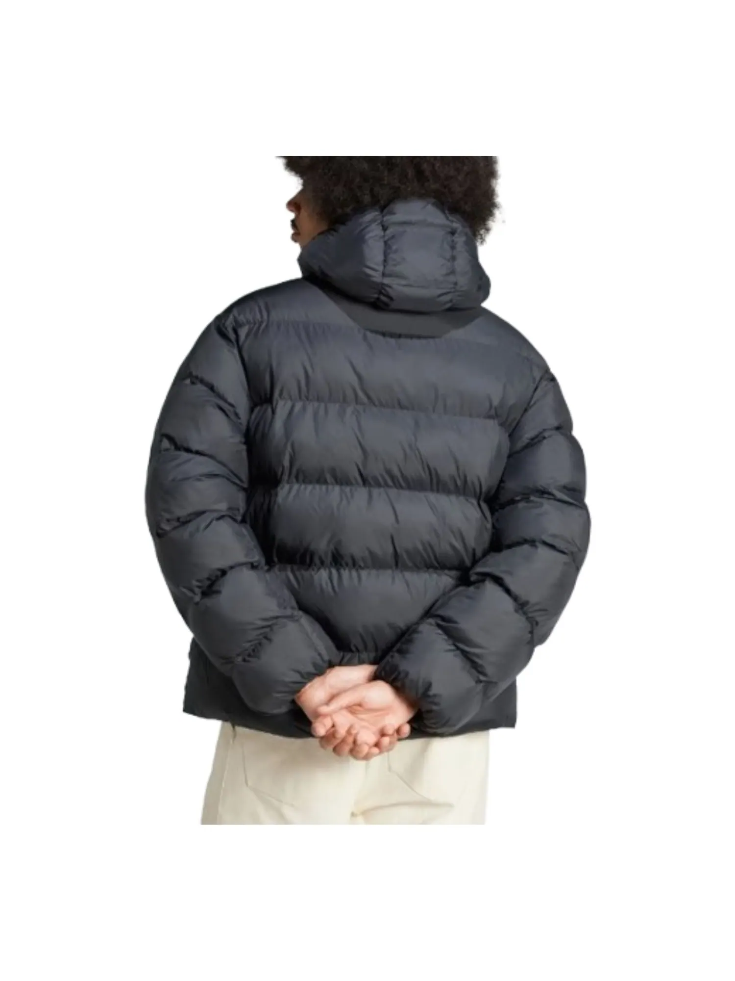 Пуховая куртка Adidas Tonal Hooded Puffer Jacket 'Black' — изображение 3 из 3, черный