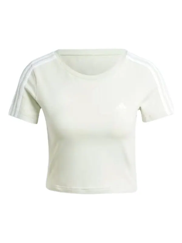 Футболка Essentials Футболка с тремя полосками Adidas — изображение 1 из 2, зеленый/белый