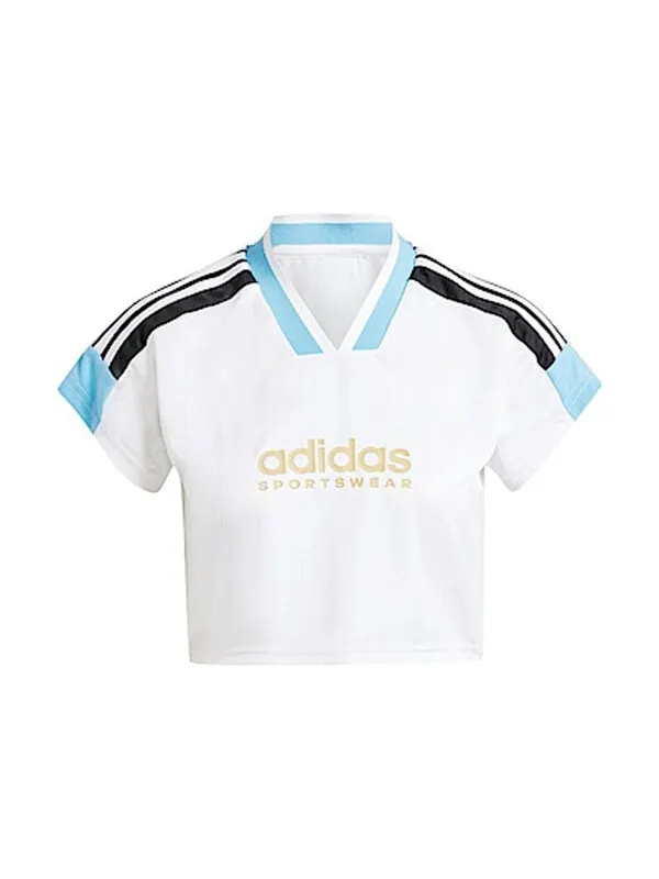 Футболка tiro cut 3 полоски укороченный джерси Adidas — изображение 1 из 3, белый/синий