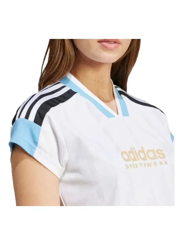 Футболка tiro cut 3 полоски укороченный джерси Adidas — изображение 3 из 3, белый/синий