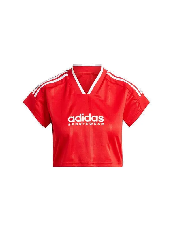 Футболка tiro cut 3 полоски укороченный джерси Adidas — изображение 1 из 3, красный/белый
