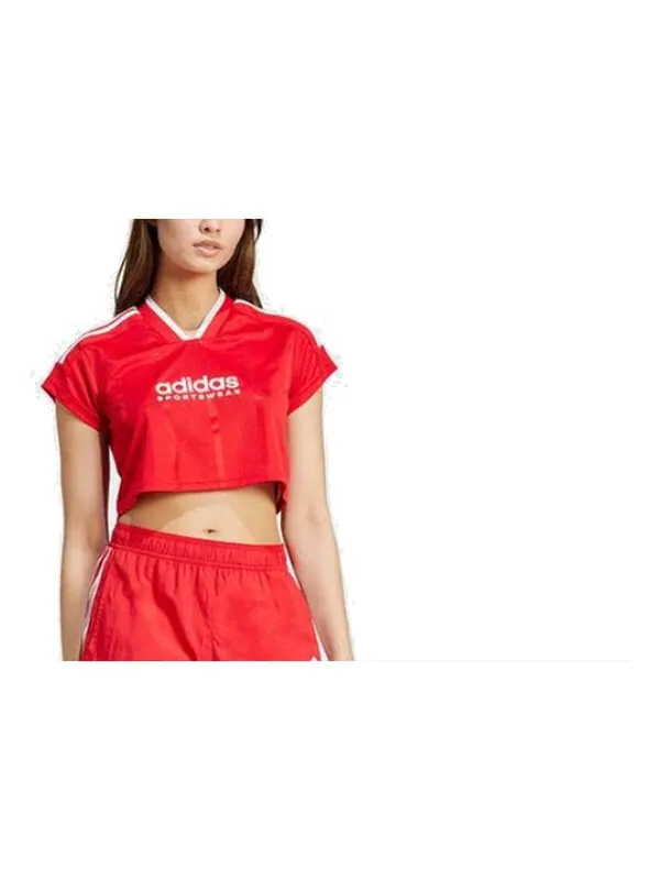 Футболка tiro cut 3 полоски укороченный джерси Adidas — изображение 3 из 3, красный/белый