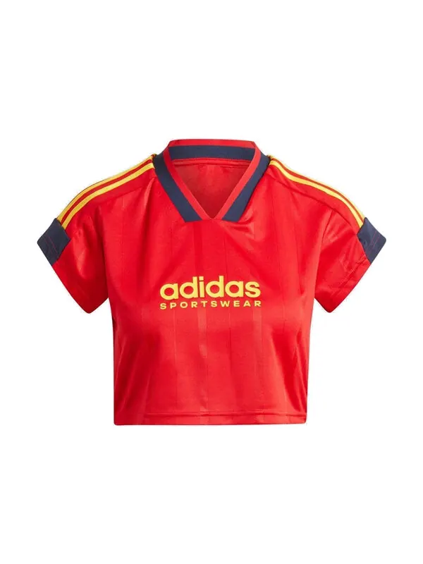 Футболка tiro cut 3 полоски укороченный джерси Adidas — изображение 1 из 3, красный/черный