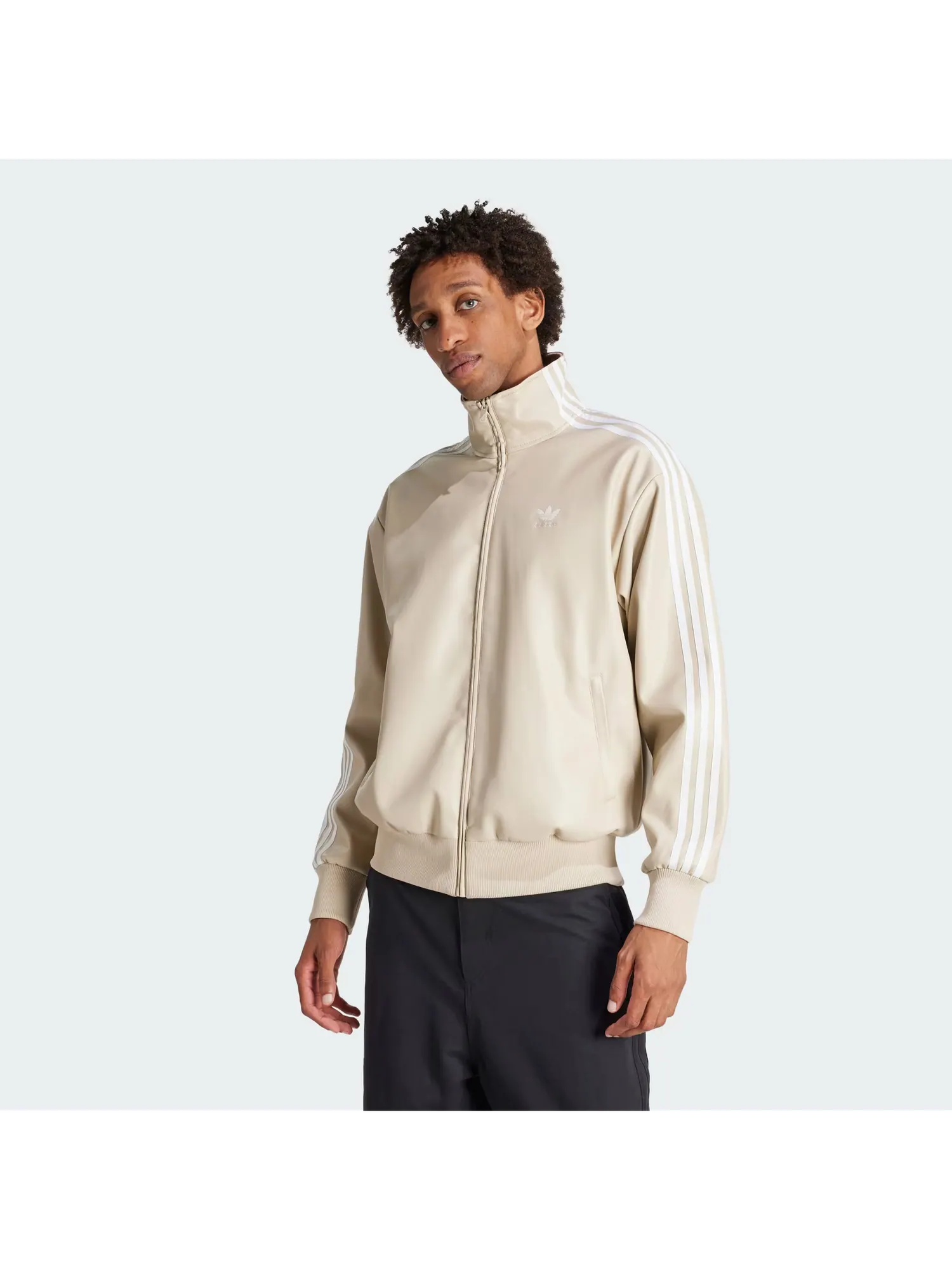 Куртка Adidas Originals Deportiva Addicoolor 3 stripes Synthetic skin — изображение 2 из 6, бежевый