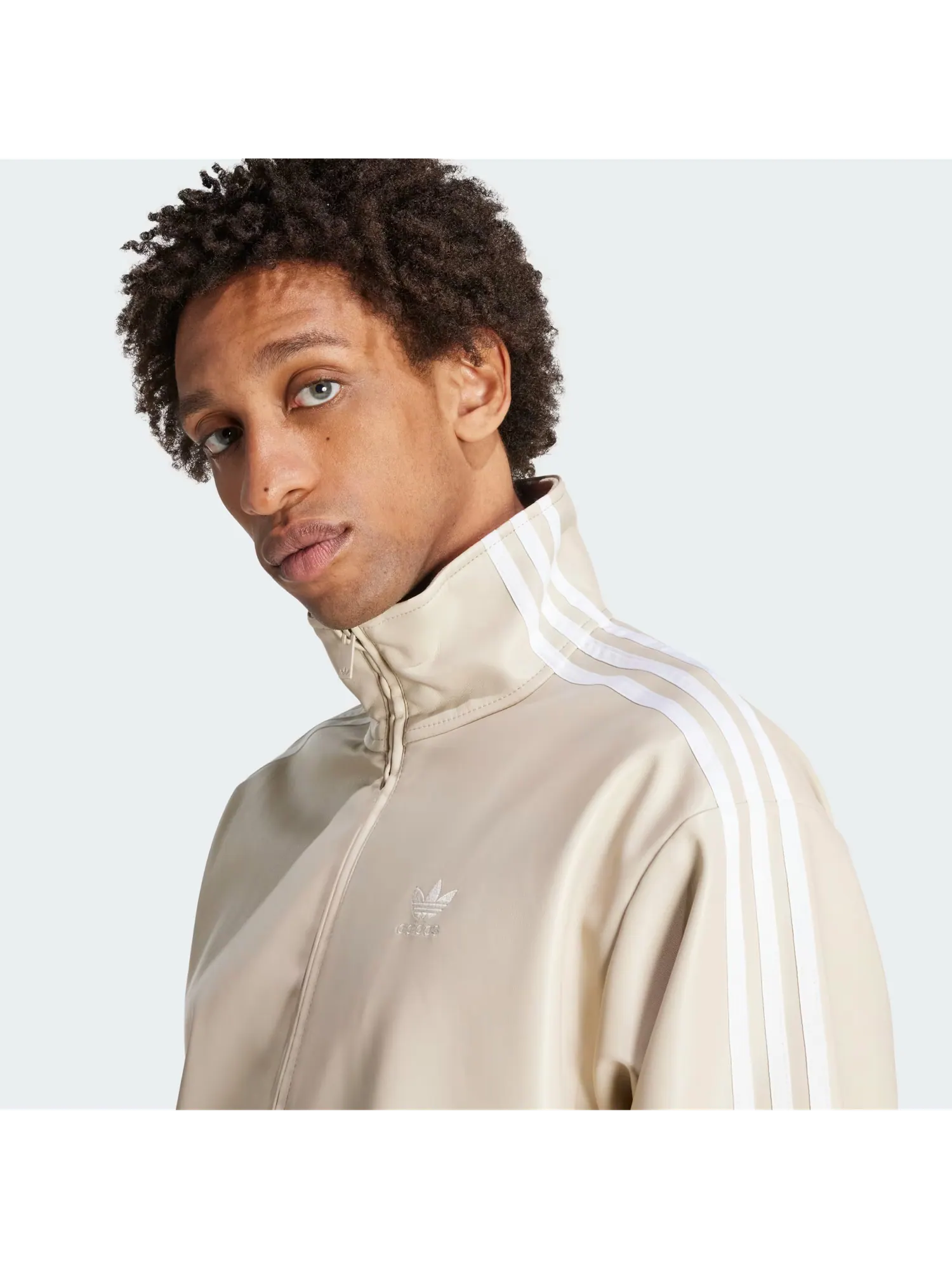 Куртка Adidas Originals Deportiva Addicoolor 3 stripes Synthetic skin — изображение 5 из 6, бежевый