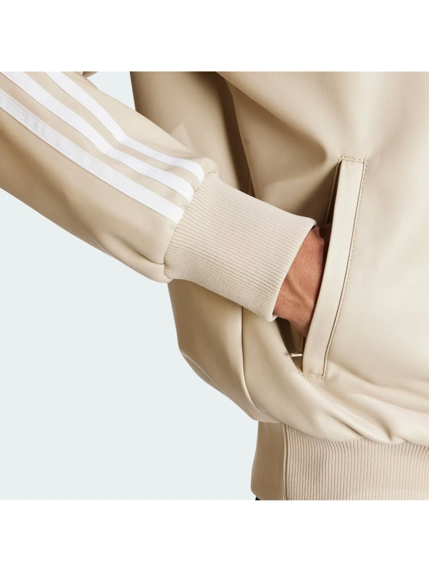 Куртка Adidas Originals Deportiva Addicoolor 3 stripes Synthetic skin — изображение 6 из 6, бежевый